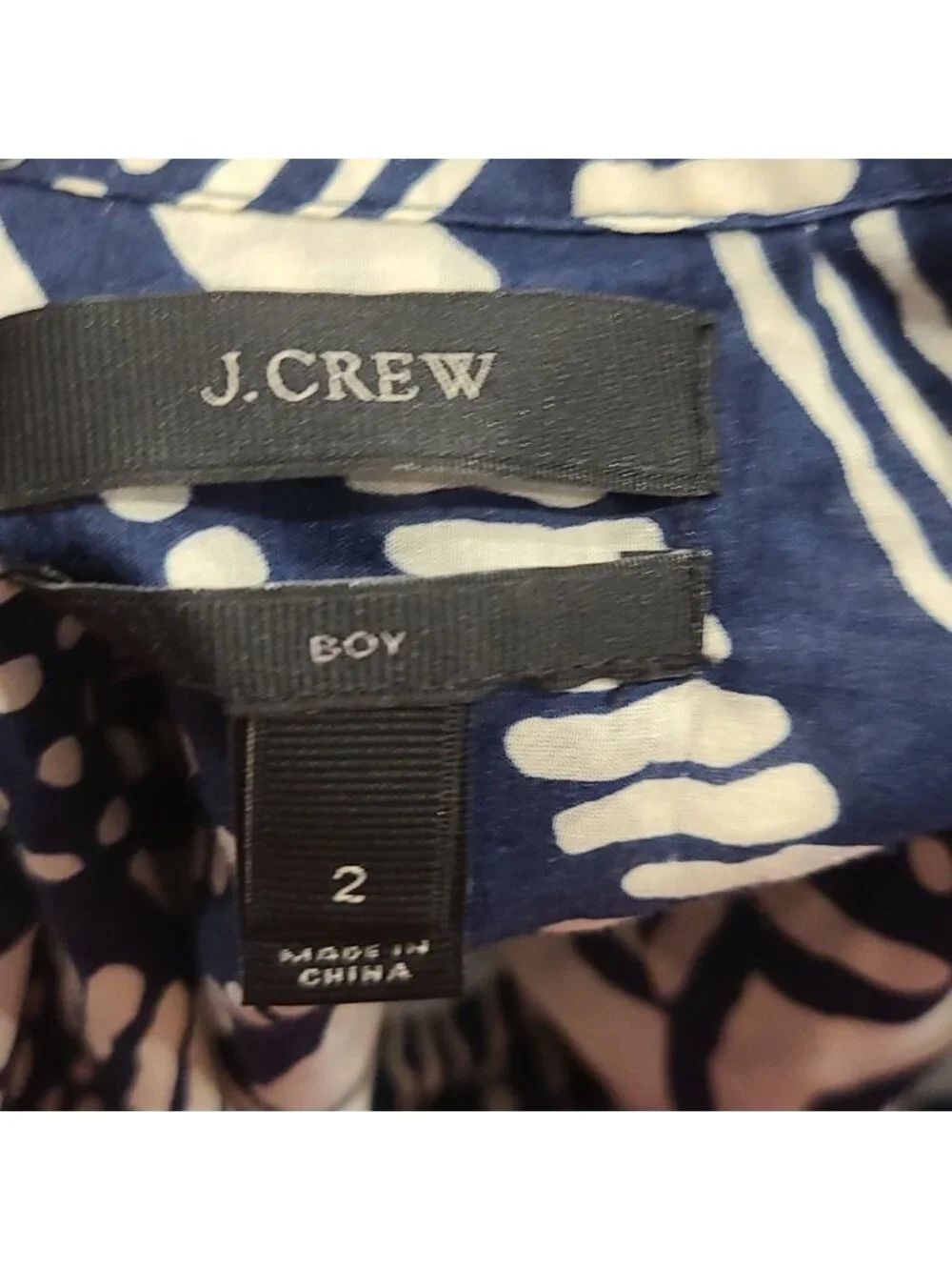 J Crew Boy pattern cotton and silk button up blouse blue & white